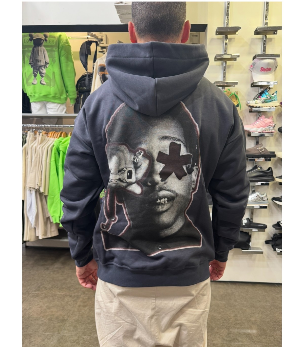 Comme des Fuckdown- Sudadera gris con capucha para hombre