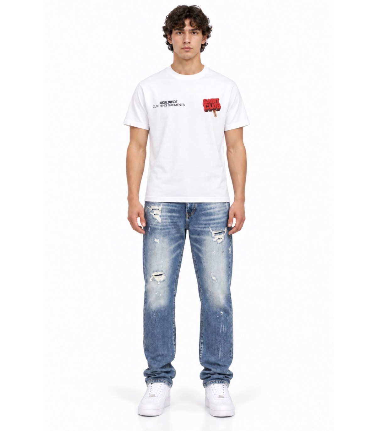 Saint Dept- Camiseta Crew para hombre